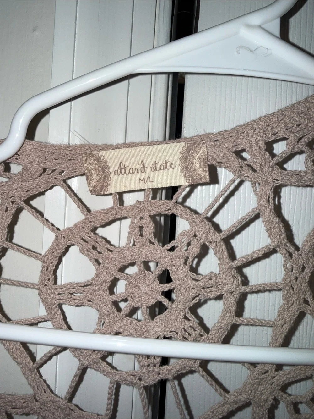 Altar'd State Crochet Cover-Up Cardigan - Cream/Tan Medium/Large